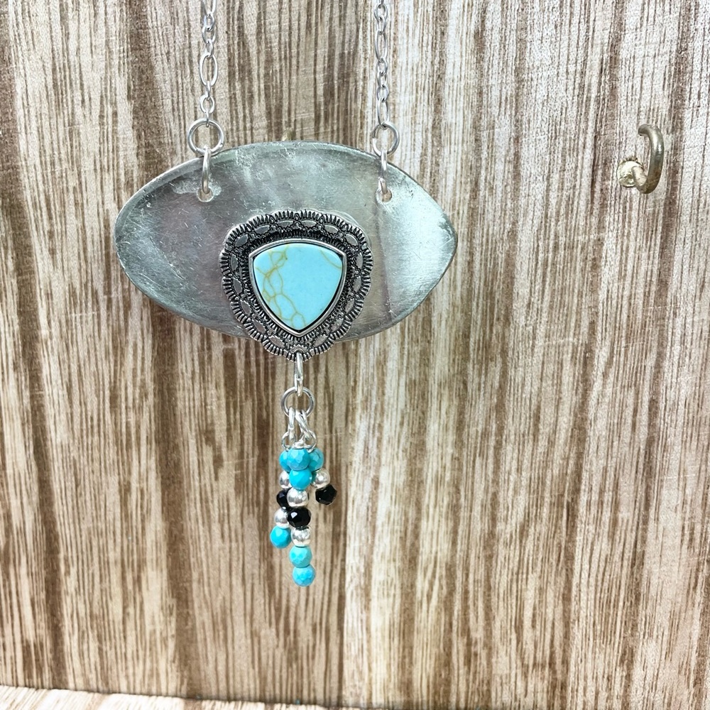 New Turquoise Silver Necklace long
